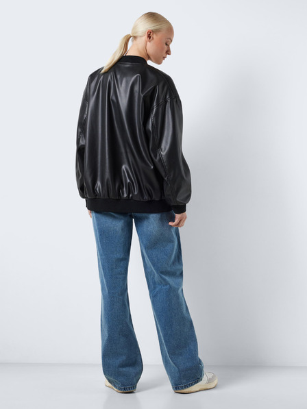 Noisy May Černý dámský koženkový oversize bomber Noisy May Ronja