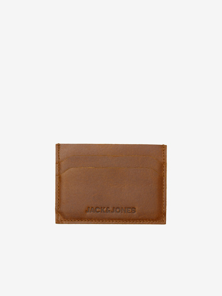 Jack & Jones Hnědé pánské kožené pouzdro na kreditní karty Jack & Jones Side