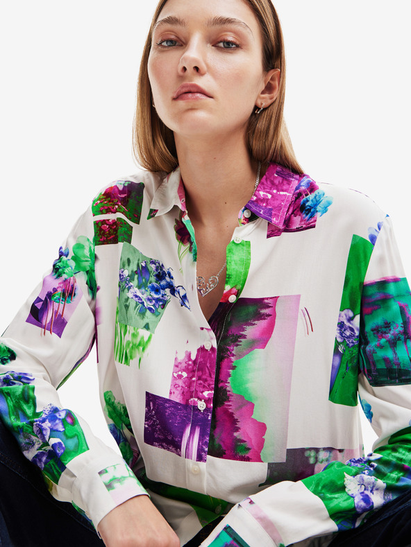 Desigual Zeleno-bílá dámská vzorovaná košile Desigual Trieste