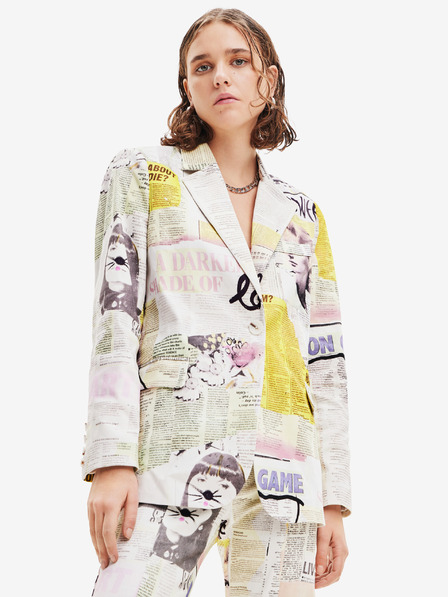 Desigual Bílá dámské vzorované sako Desigual Lia