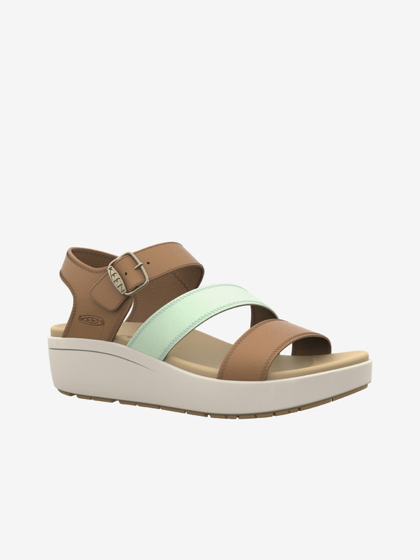 Keen Hnědé dámské kožené sandály na klínku Keen