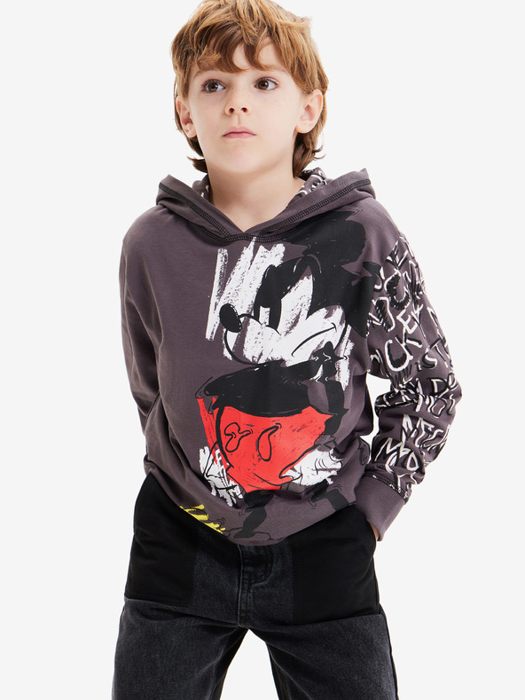 Desigual Šedá klučičí mikina s kapucí Desigual Austin Mickey