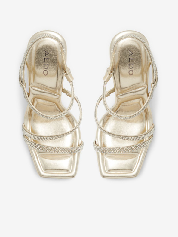 Aldo Dámské sandály na vysokém podpatku ve zlaté barvě ALDO Adrocan Mix Mat