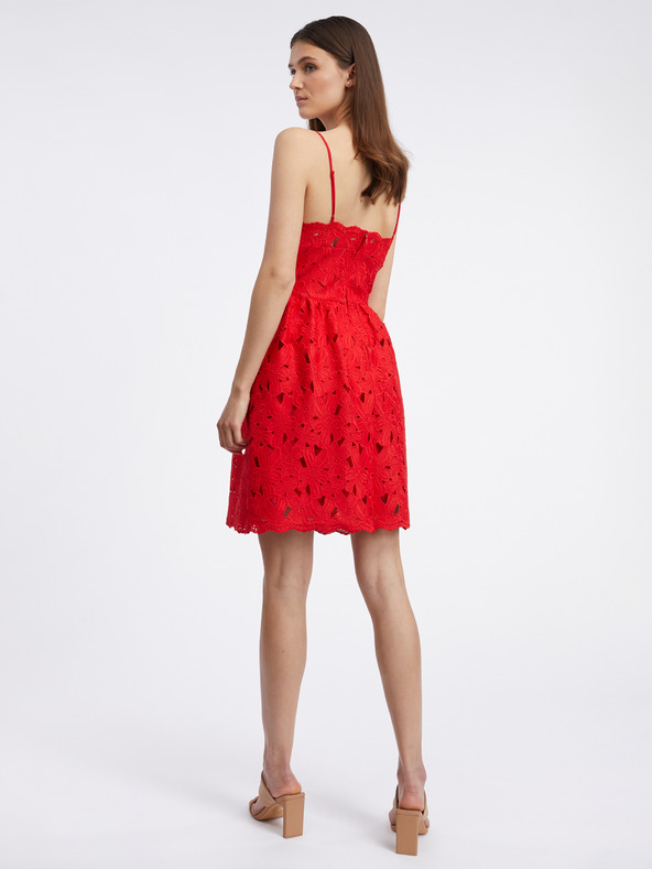 Orsay Červené dámské krajkové šaty ORSAY