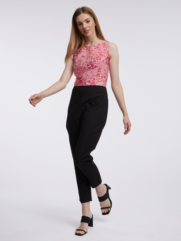 Orsay Růžovo-černý dámský květovaný overal ORSAY