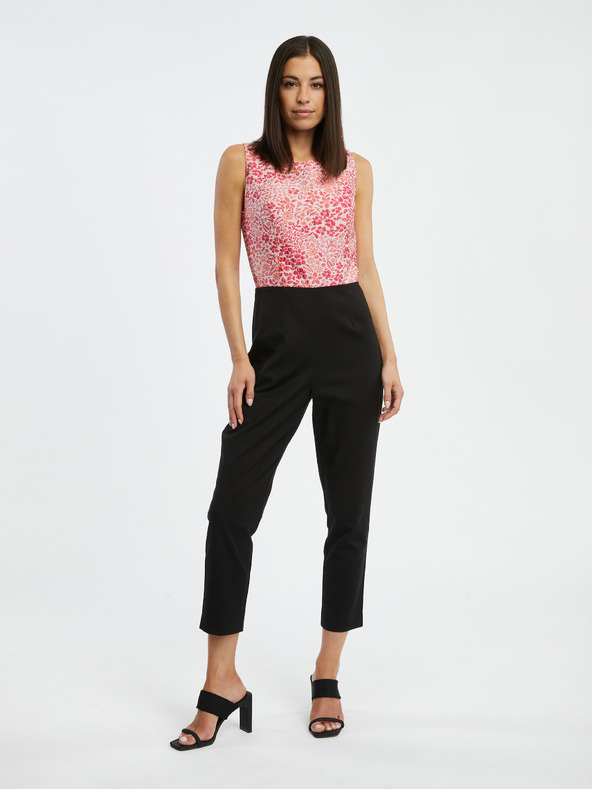 Orsay Růžovo-černý dámský květovaný overal ORSAY