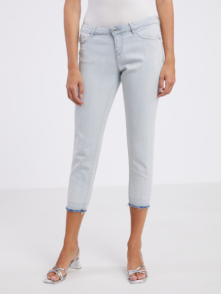 CAMAIEU Světle modré dámské tříčtvrteční slim fit džíny CAMAIEU