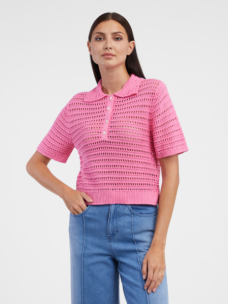 Tom Tailor Denim Růžový dámský svetr s krátkým rukávem Tom Tailor Denim