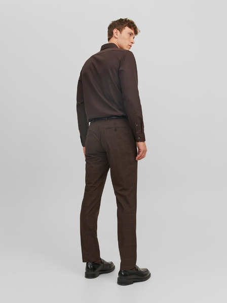 Jack & Jones Tmavě hnědé pánské oblekové kalhoty Jack & Jones Solaris