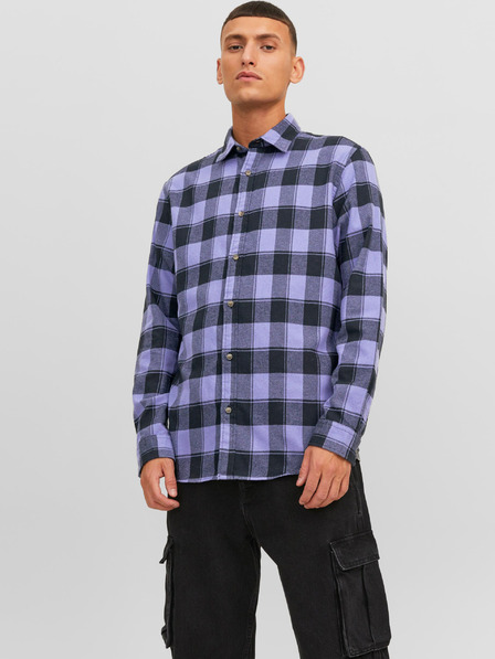 Jack & Jones Fialová pánská kostkovaná košile Jack & Jones Joshua