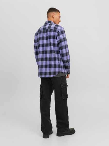 Jack & Jones Fialová pánská kostkovaná košile Jack & Jones Joshua