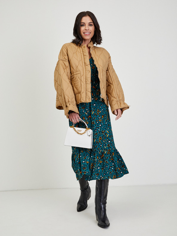 Orsay Tmavě zelené dámské vzorované midišaty ORSAY