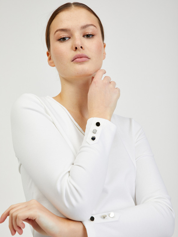 Orsay Bílé dámské tričko s dlouhým rukávem ORSAY