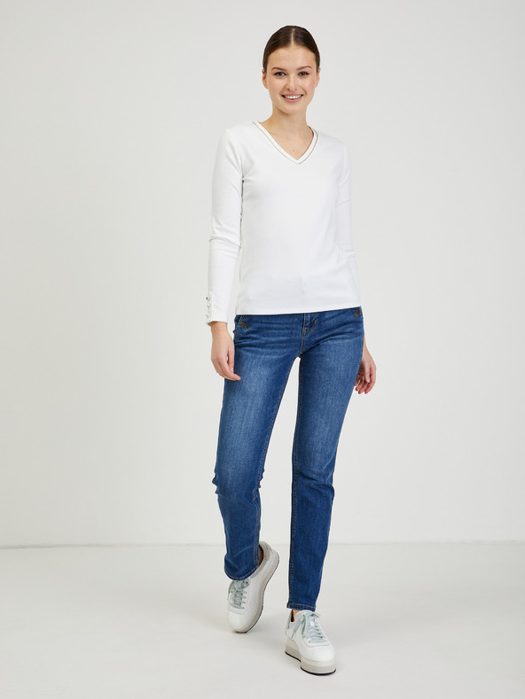 Orsay Bílé dámské tričko s dlouhým rukávem ORSAY