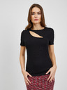 Orsay Černé dámské žebrované tričko s průstřihem ORSAY