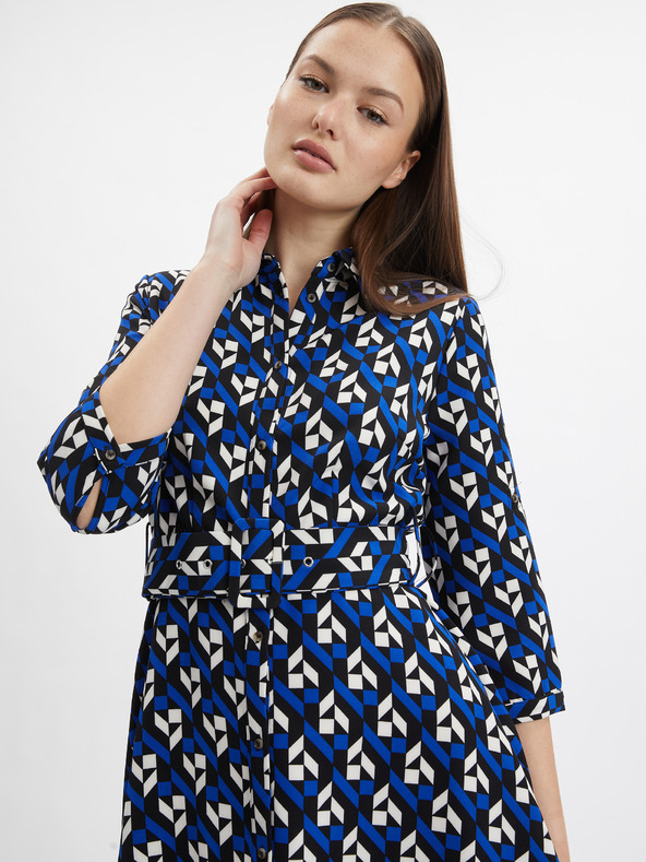 Orsay Černo-modré dámské vzorované šaty ORSAY