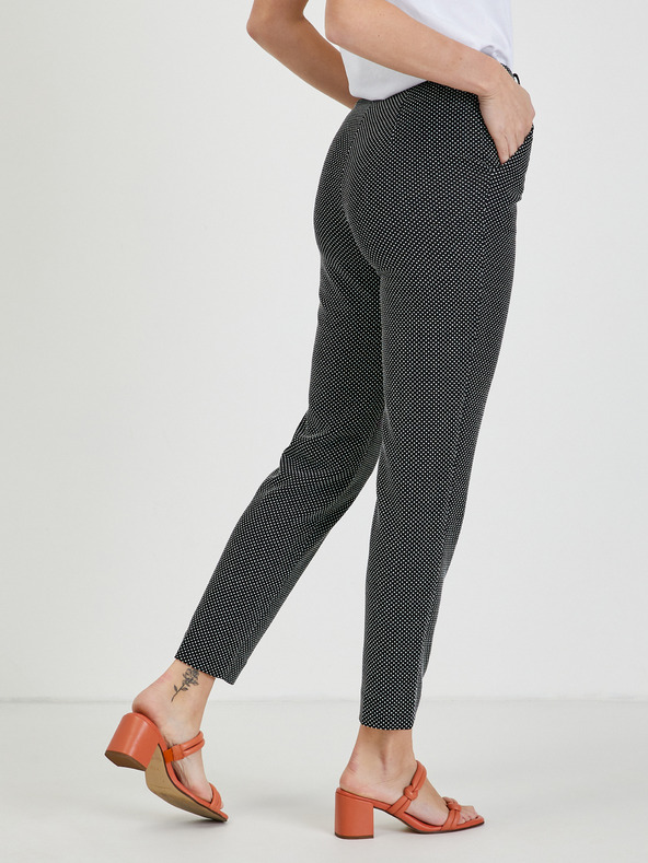 Orsay Bílo-černé dámské puntíkované kalhoty ORSAY