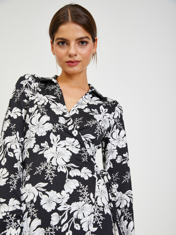 Orsay Bílo-černé dámské květované šaty ORSAY