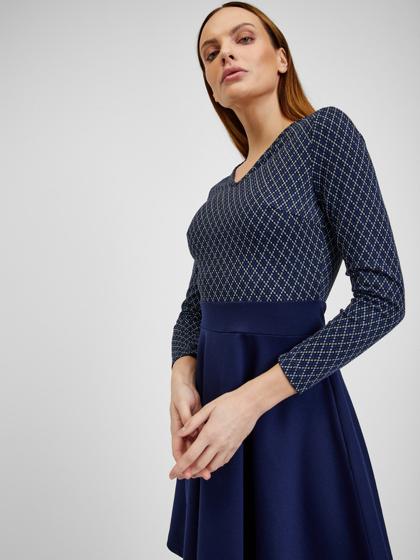 Orsay Tmavě modré dámské vzorované šaty ORSAY