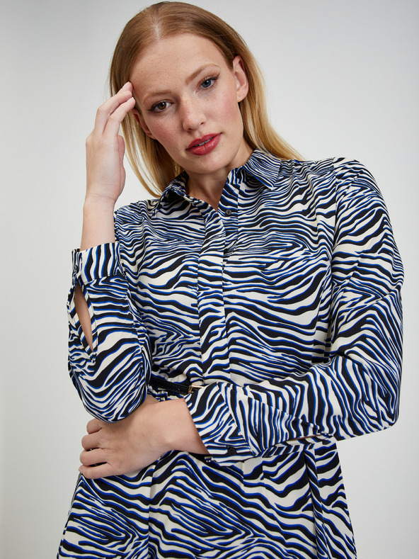 Orsay Modro-bílé dámské vzorované šaty ORSAY