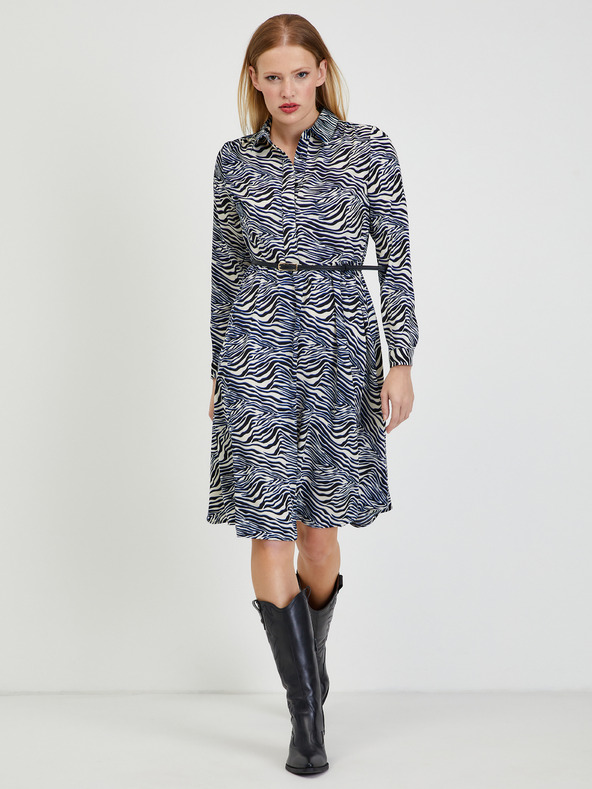 Orsay Modro-bílé dámské vzorované šaty ORSAY