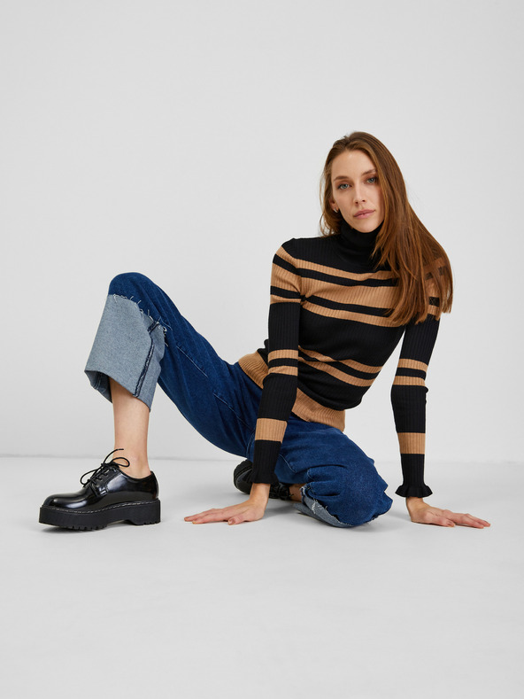 Orsay Hnědo-černý dámský pruhovaný svetr ORSAY