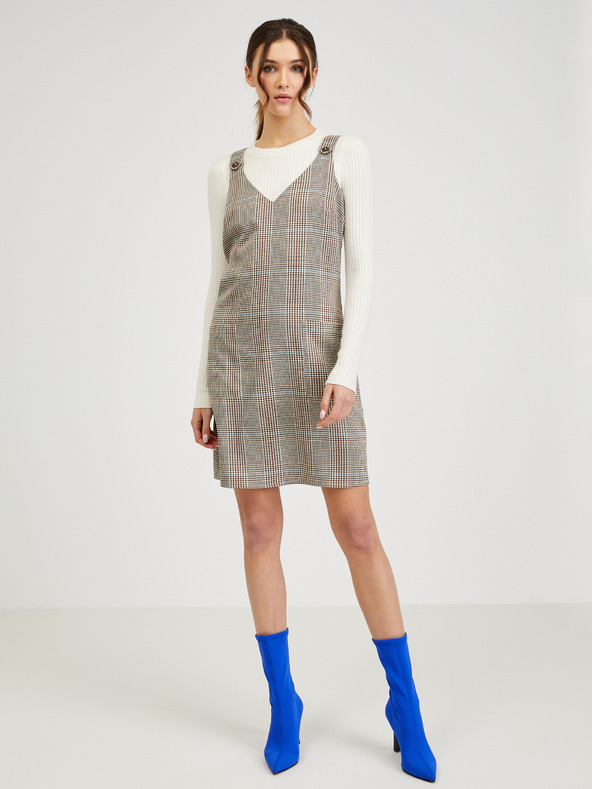 Orsay Hnědé dámské kárované šaty ORSAY