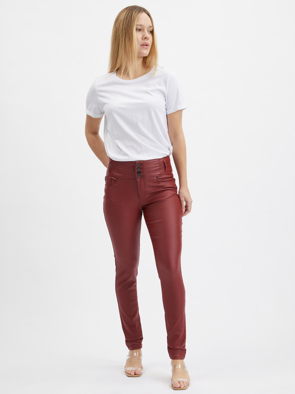 Orsay Vínové dámské skinny fit kalhoty ORSAY
