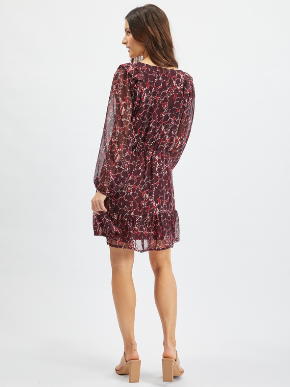 Orsay Vínové dámské vzorované šaty ORSAY