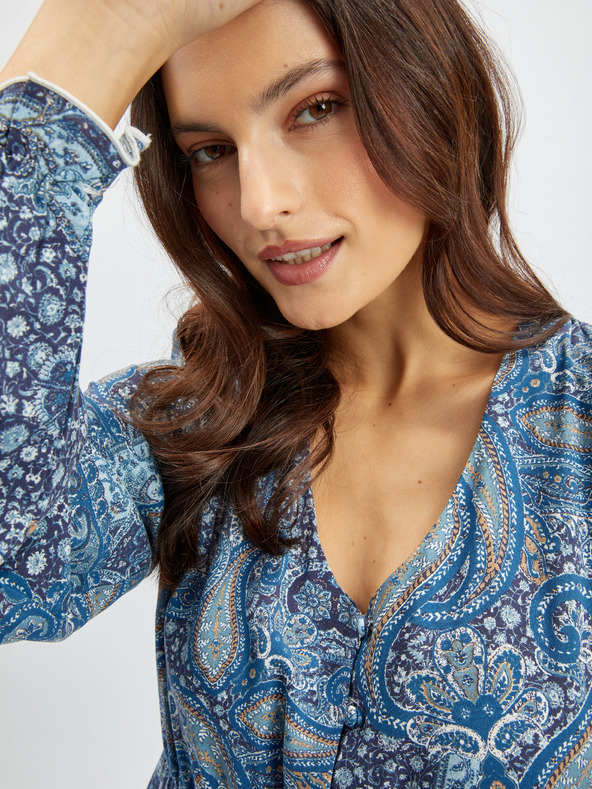 Orsay Modré dámské vzorované  midišaty ORSAY