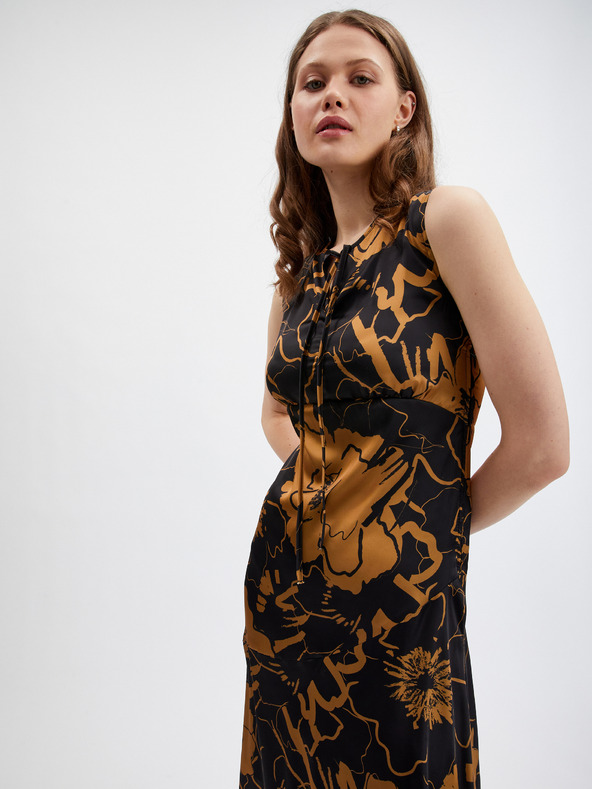 Orsay Hnědo-černé dámské saténové šaty ORSAY