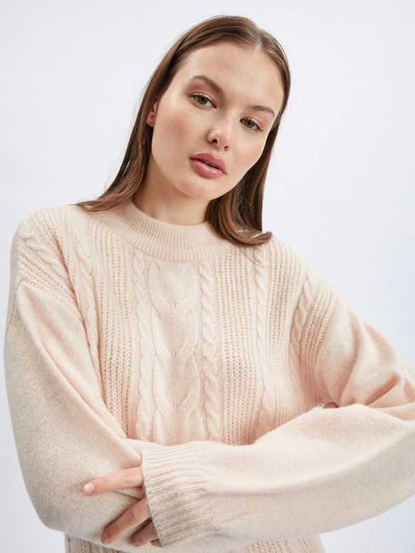 Orsay Béžové dámské svetrové šaty ORSAY