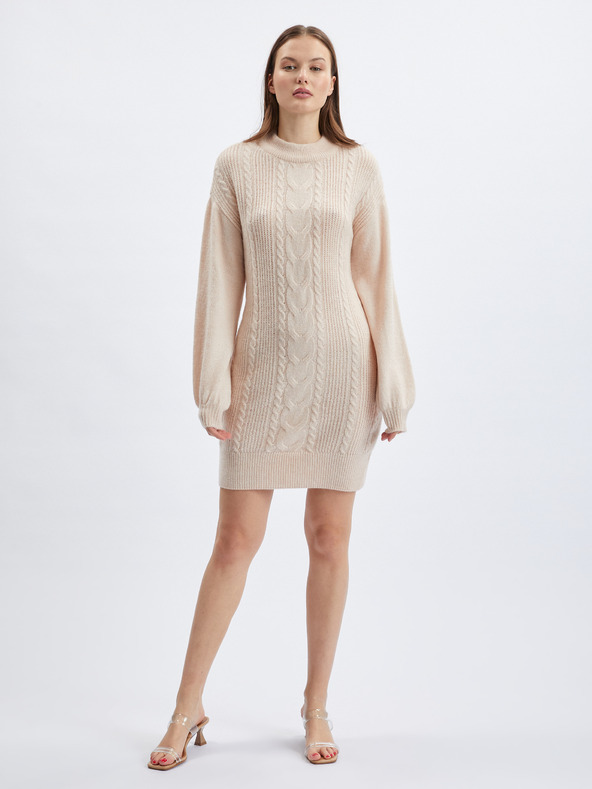 Orsay Béžové dámské svetrové šaty ORSAY