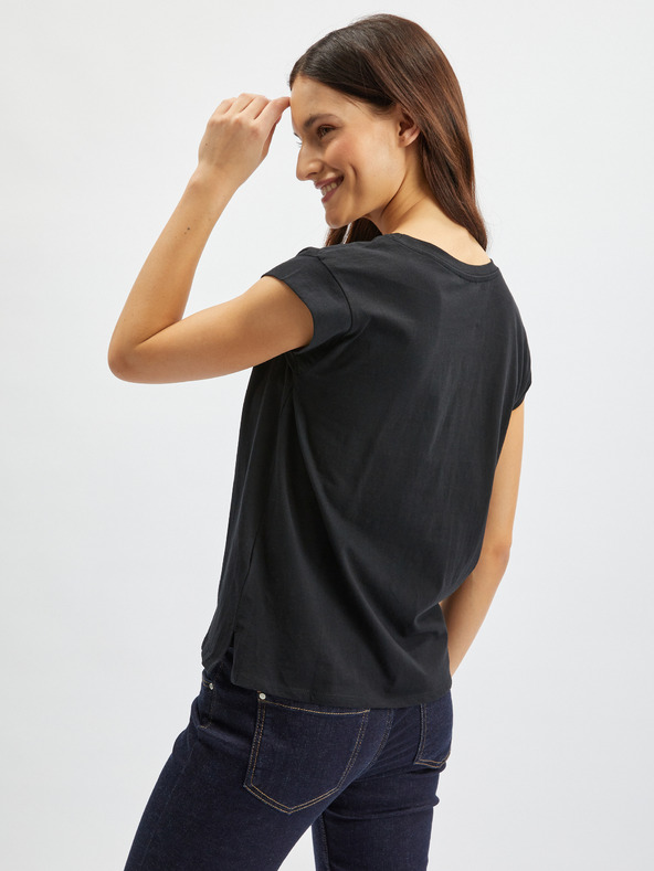 Orsay Bílo-černé květované tričko ORSAY