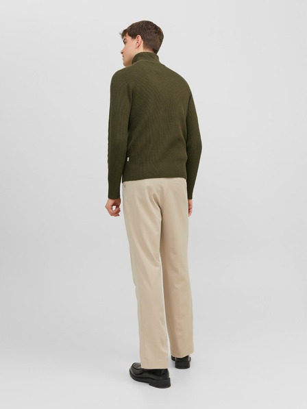 Jack & Jones Khaki pánský žebrovaný svetr Jack & Jones Perfect