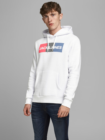 Jack & Jones Bílá pánská mikina s kapucí Jack & Jones Corp