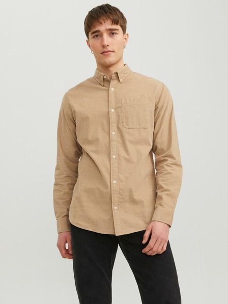 Jack & Jones Béžová pánská manšestrová košile Jack & Jones Classic