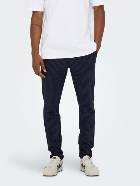 ONLY & SONS Tmavě modré pánské pruhované chino kalhoty ONLY & SONS Mark