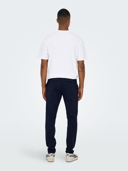 ONLY & SONS Tmavě modré pánské pruhované chino kalhoty ONLY & SONS Mark