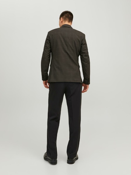 Jack & Jones Tmavě hnědé pánské kostkované sako Jack & Jones Solaris