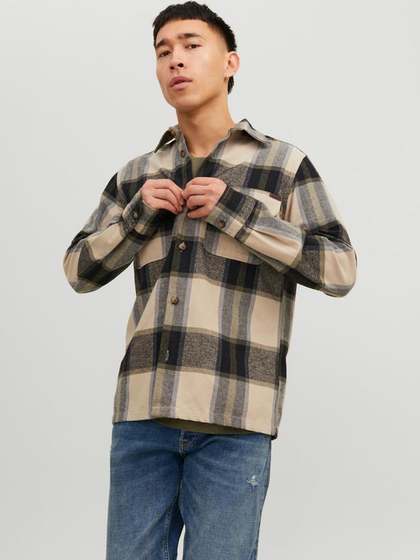 Jack & Jones Béžová pánská kostkovaná košile Jack & Jones Darren