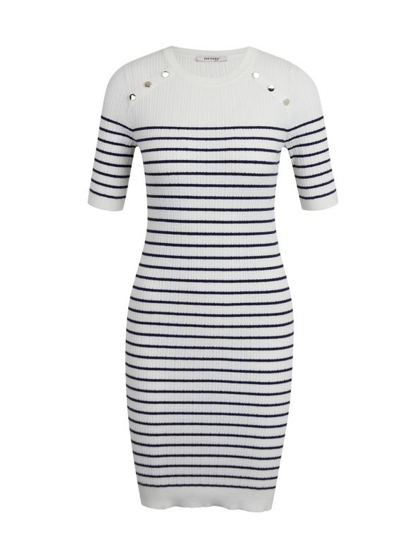 Orsay Bílé dámské pruhované svetrové šaty ORSAY