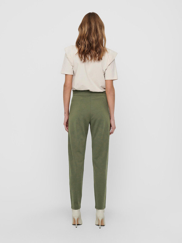 Jacqueline de Yong Zelené zkrácené kalhoty se zavazováním JDY Catia