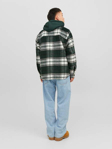 Jack & Jones Tmavě zelená pánská kostkovaná svrchní košile Jack & Jones Zac