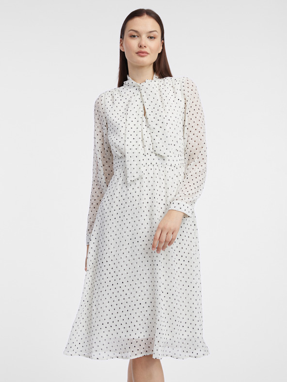 Orsay Krémové dámské puntíkované šaty ORSAY
