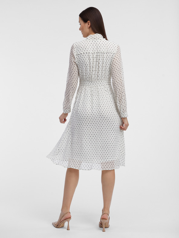 Orsay Krémové dámské puntíkované šaty ORSAY