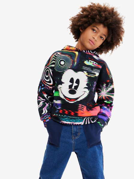 Desigual Černá klučičí vzorovaná mikina s kapucí Desigual Aryeh Mickey