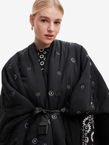 Desigual Černé dámské zimní pončo Desigual Mini Atre Elbrus