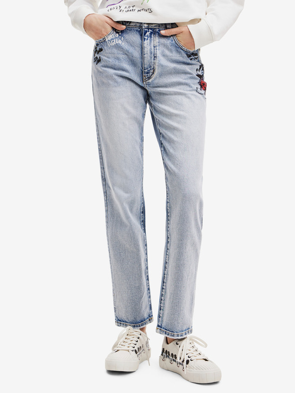Desigual Světle modré dámské straight fit džíny Desigual Mickey Rock