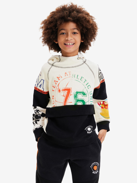 Desigual Černo-krémová klučičí mikina s kapucí Desigual Renne